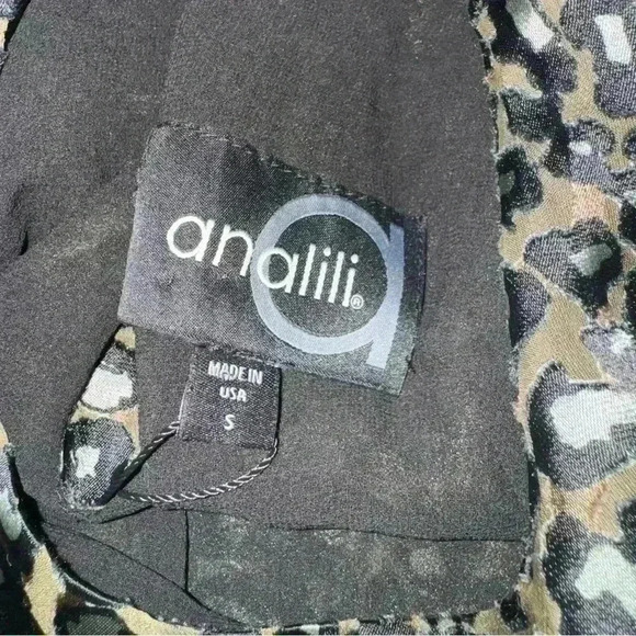 NWT Analili Women’s S Tunic Silk Blend Animal Print Cold Shoulder Long Sleeve - Picture 6 of 11